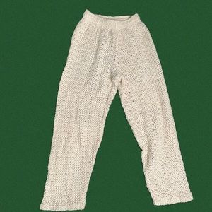 Vintage Cream Crochet Straight Leg Pants